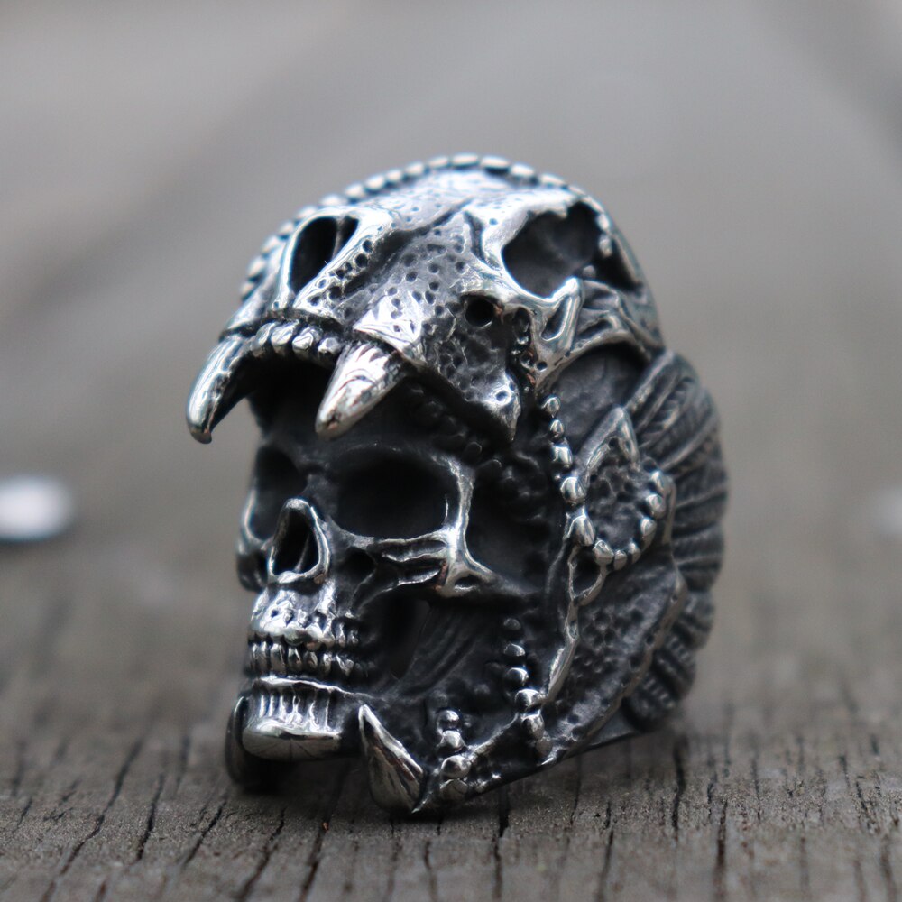 Stainless Steel Titanium Steel Ring Indian Jaguar Warrior