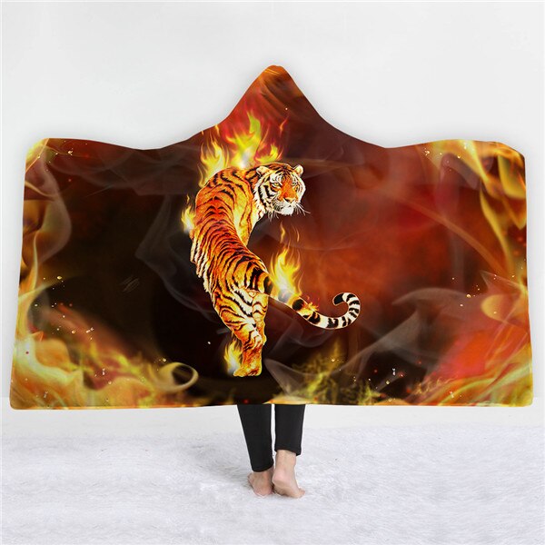 Tiger design Blankets hats keep warm sofa blankets comfortable soft twin