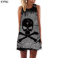 Skull Dress Women Skeleton Boho Gray 3d Print Ink