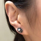 Punk Style Pure 925 Sterling Silver Skull And Flower Stud Earrings