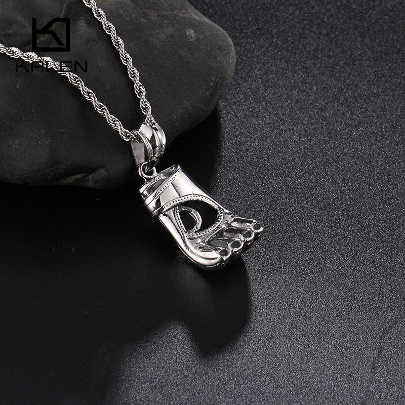 Stainless Steel High Quality Boxing Glove Pendant Long Chain Necklace