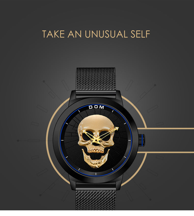 Men's Watch Cool Bone Luxury Brand Creative Clock Black Male Watch Skull Style Quartz Men Watches Clock masculino M-1231 New