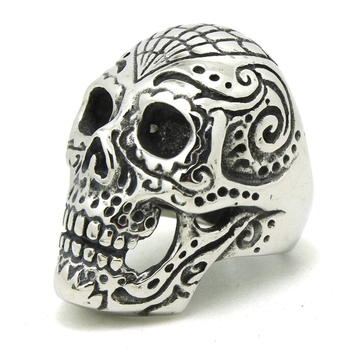 Stainless Steel Cool Mask Man Skull Ring Top Quality