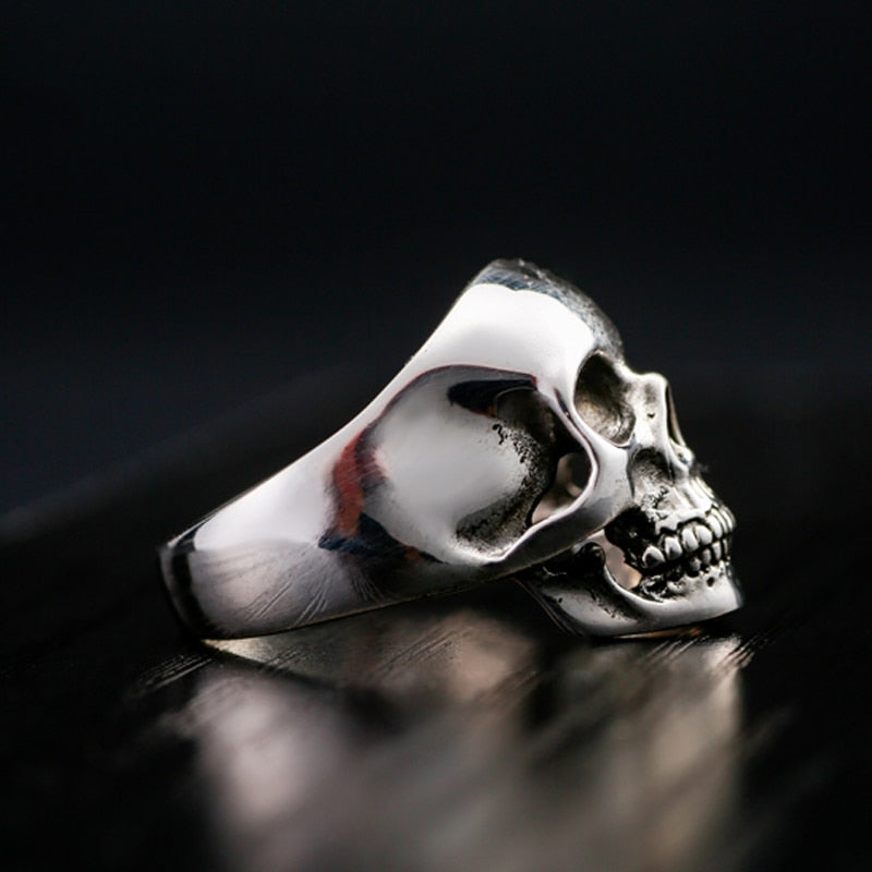 Real Sterling 925 Silver Skull Rings For Men Domineering Tooth Vintage