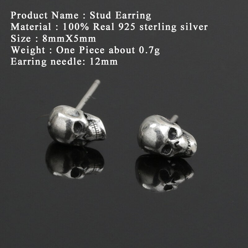 New Hot Sale Personality Skull Earring 100% 925 sterling silver brand