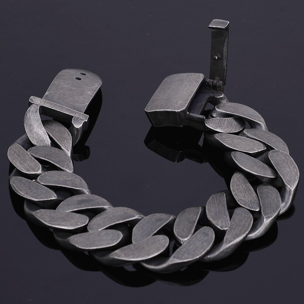 24MM Wide Friendship Mens Bracelets 2020 Heavy Black Stainless Steel