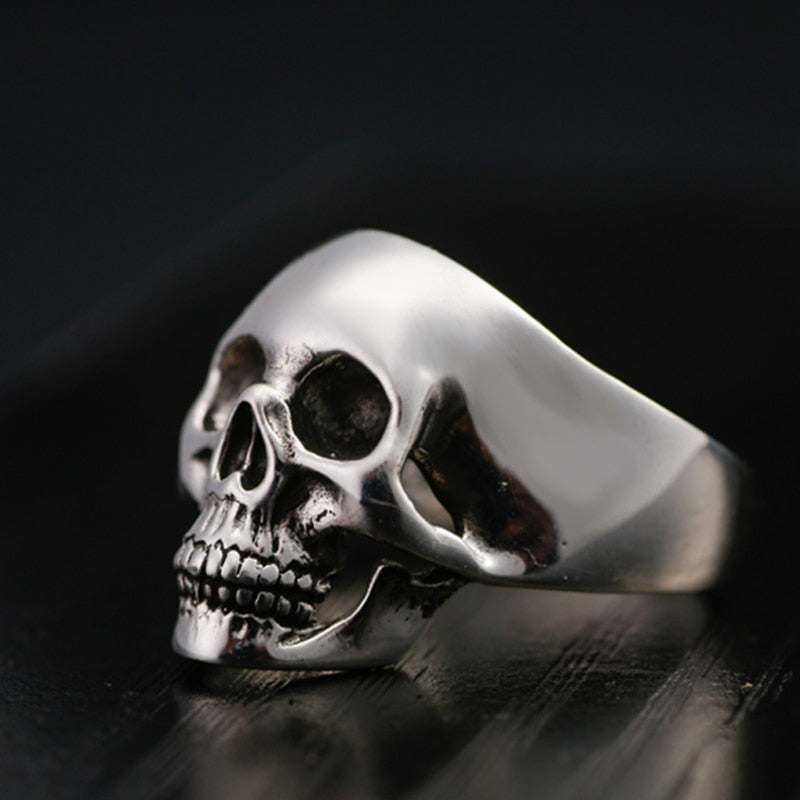 Real Sterling 925 Silver Skull Rings For Men Domineering Tooth Vintage