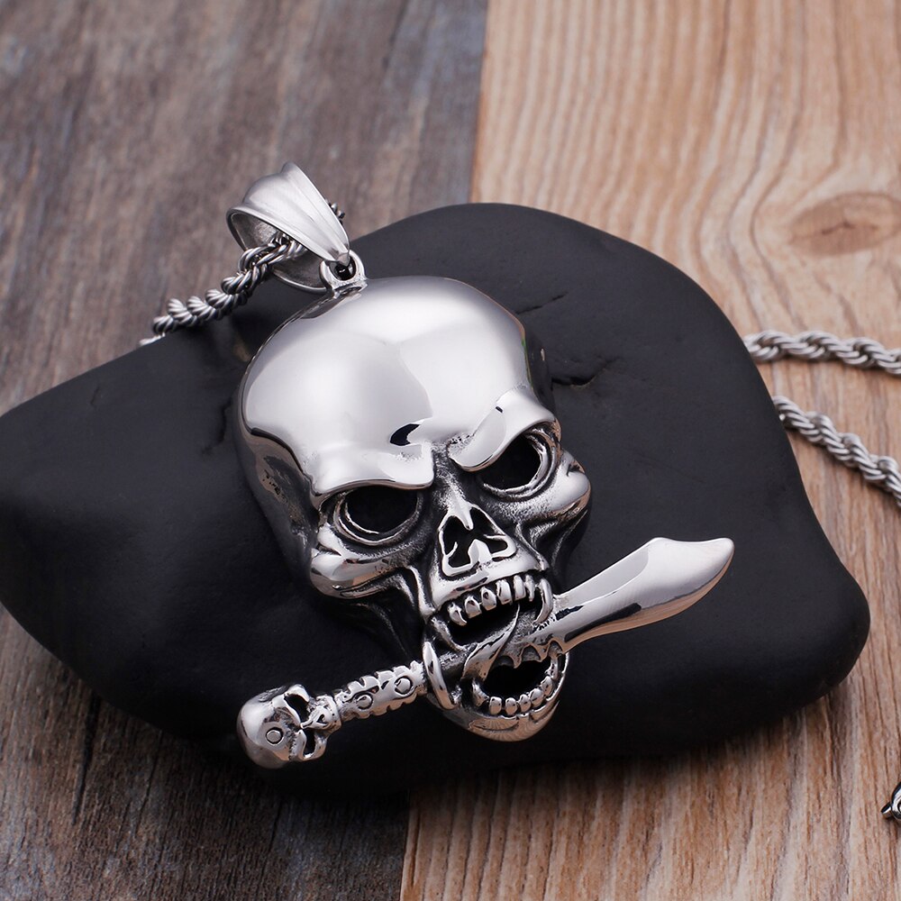 Hiphop Rocker Skull Pendant Necklace For Men Jewelry Accessory