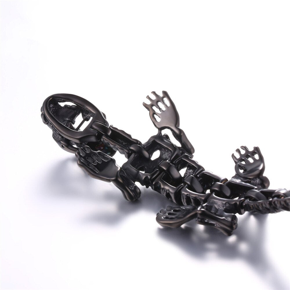 Dinosaur Skeleton Bracelet Black Gold Color 3D T Rex Tyrannosaurus