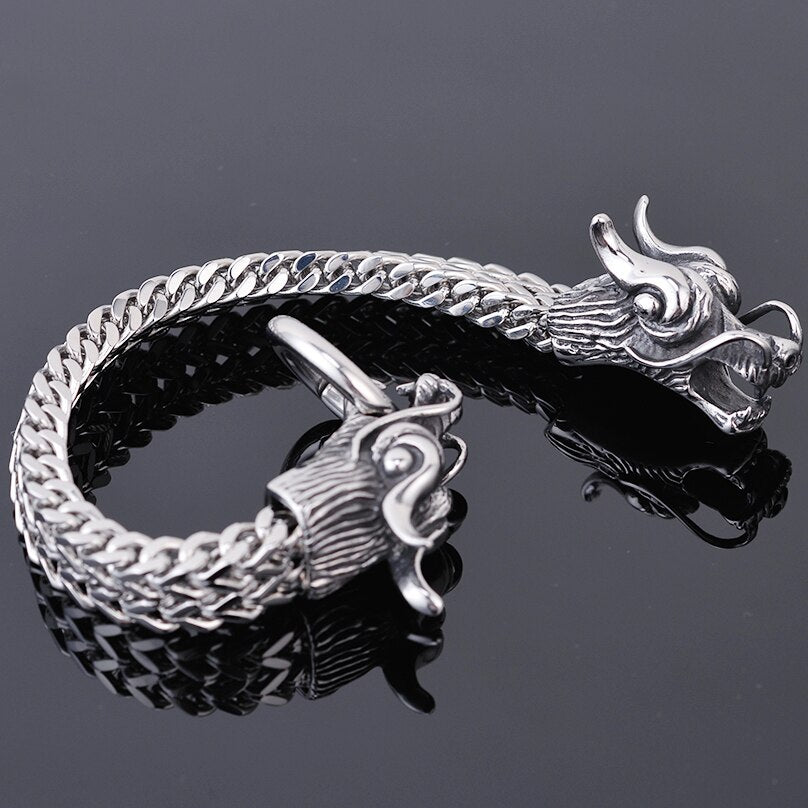 Double Dragon Head Men Bracelet For Man Friendship Mens Bracelets