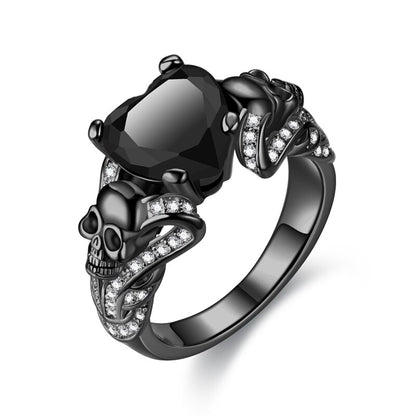 Fashion Punk Skull Wedding Heart Crystal CZ Gothic