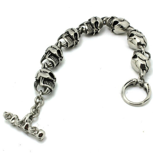 22cm *1.3cm Steel Sliver Ghost Skull Bracelet 316L Stainless Steel