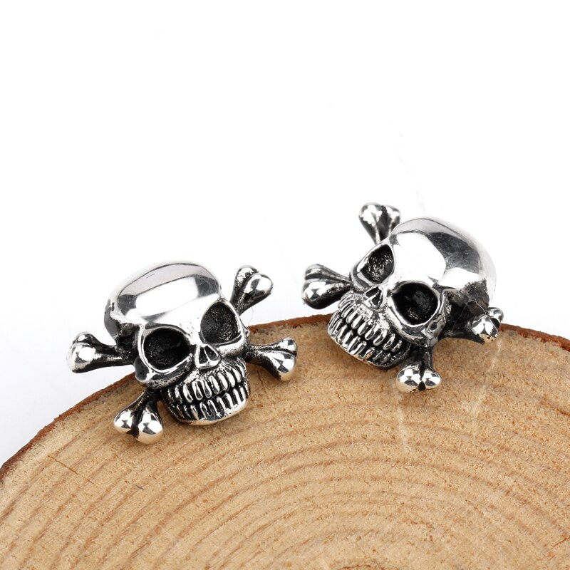 Skull Earrings 925 Sterling Silver Skeleton Pirates Vintage Gothic