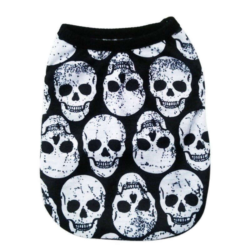 Pet Dog Vest Clothes Cartoon Skull Vest Clothes For Dogs Cat T-shirt