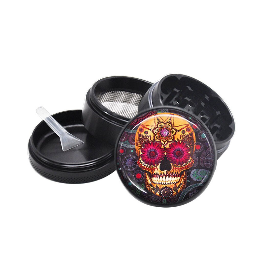 Sugar Skull Series Aluminum Herb Grinder 50MM 4 Piece Metal Tobacco Grinder  Grinders Crusher Smoke  Accessories