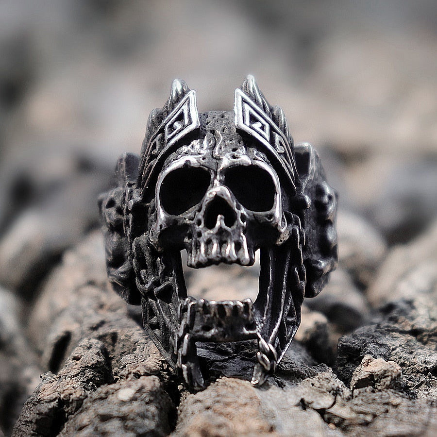 Unique Gods of War Ares Skull Rings Punk Rock Warrior 316L Stainless Steel