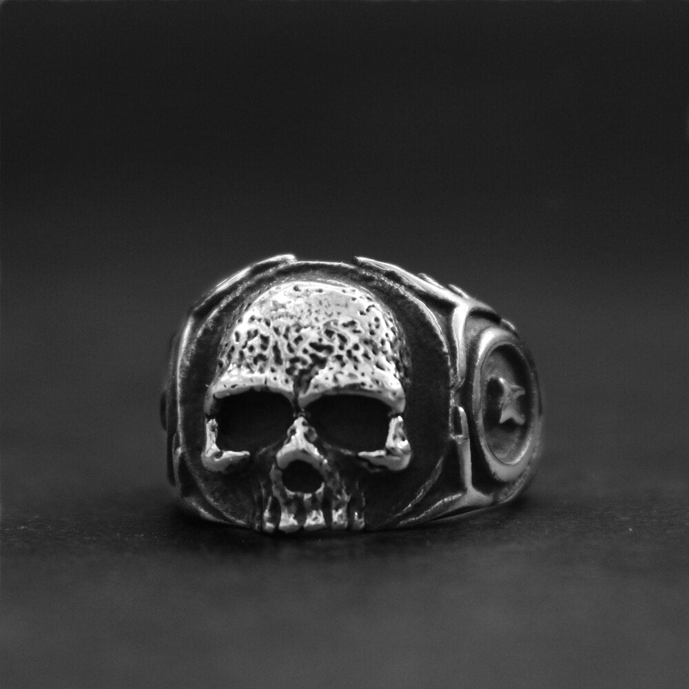 Simple Mens Gothic Tooth Fairy Biker Skull Rings