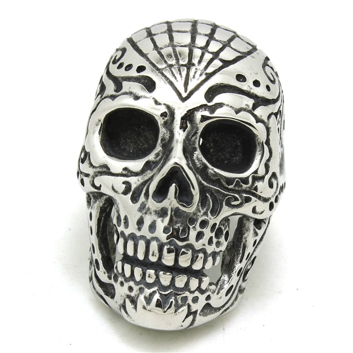 Stainless Steel Cool Mask Man Skull Ring Top Quality