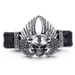 8.66'' Cool 316L Stainless Steel Men's Heavy Genuine leather Large Angel