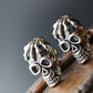 Vintage Thai silver skull stud earrings male hip hop non-mainstream