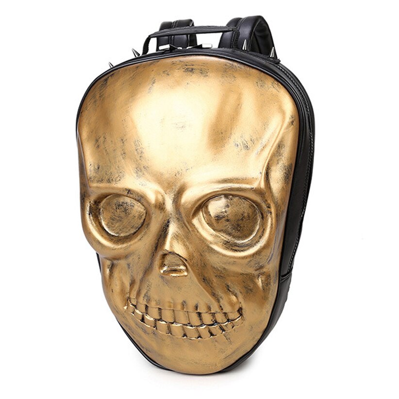 Men Skull shape Backpacks Men Thicken Leather Backpack