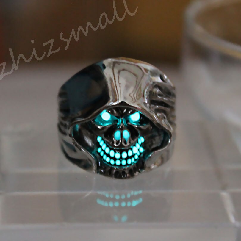 Skeleton Warrior Ring GLOW in the DARK Skull and Bones Glow Ring