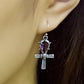 100% 925 Sterling Silver Drop Earrings Crystal Cross And Skull Shape Earrings