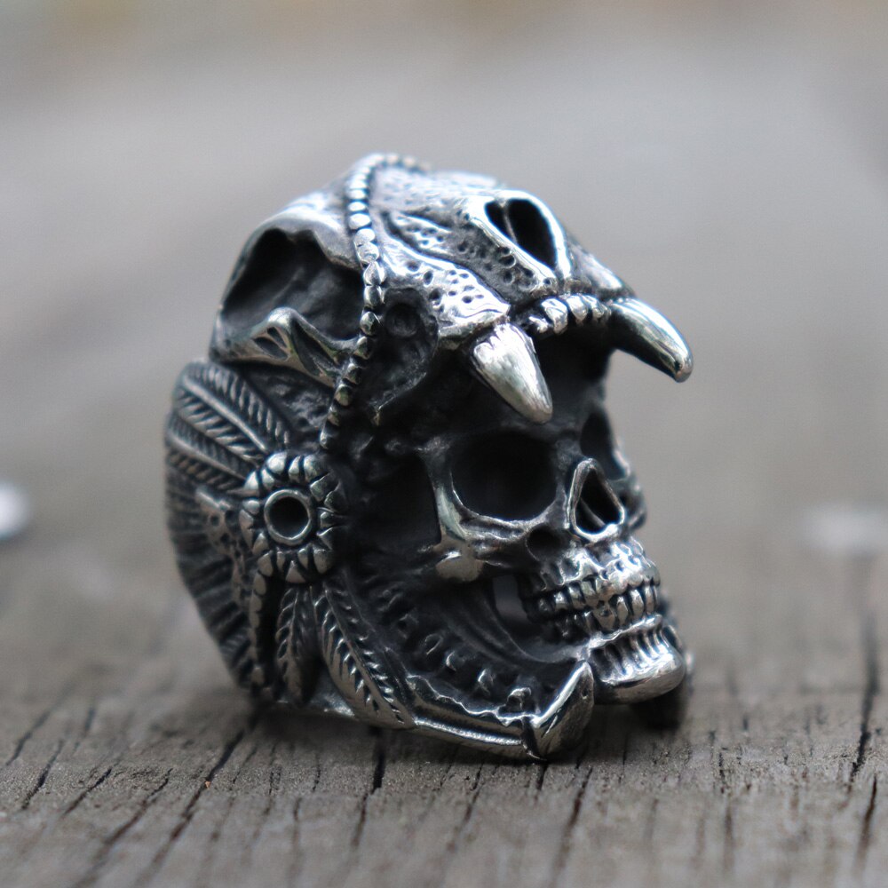 Stainless Steel Titanium Steel Ring Indian Jaguar Warrior