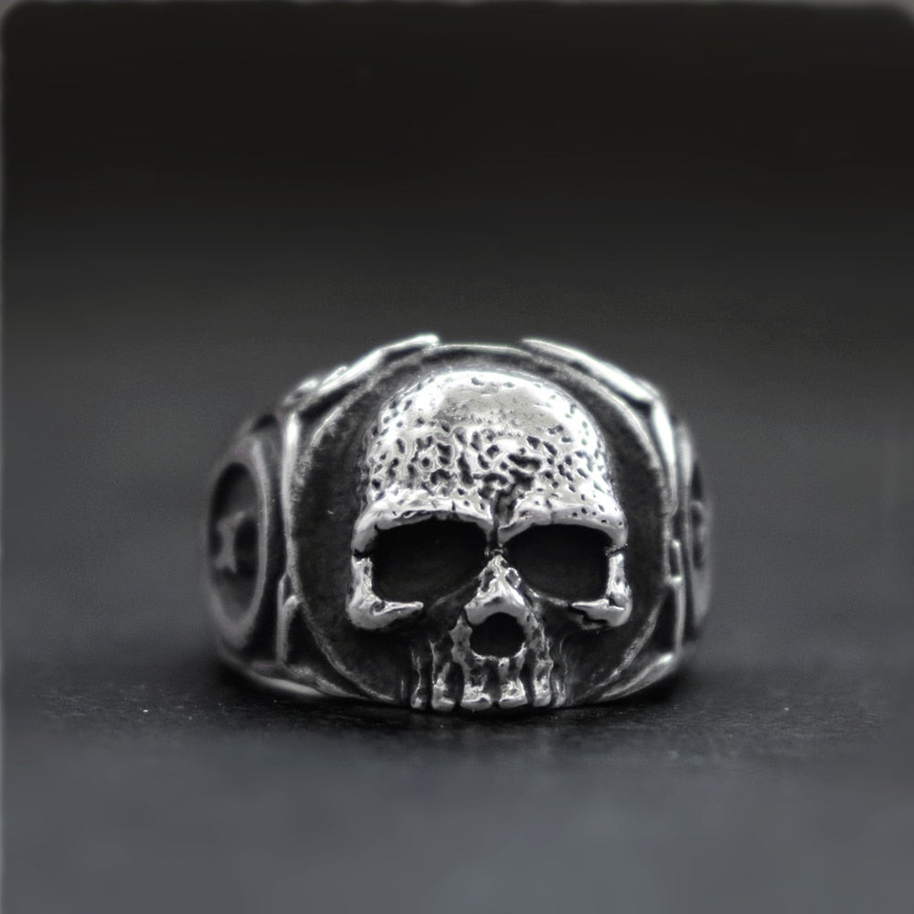 Simple Mens Gothic Tooth Fairy Biker Skull Rings