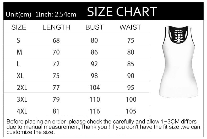 Sexy Slim Gothic Skull Head Women Tank Tops