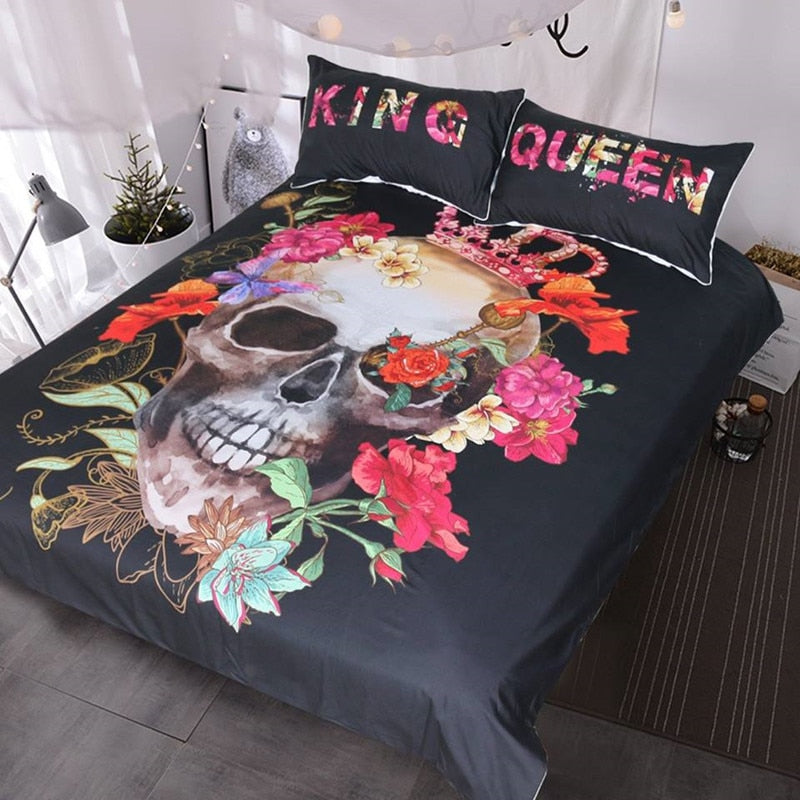 3D sugar skull Bedding Set for king  skulls duvet cover