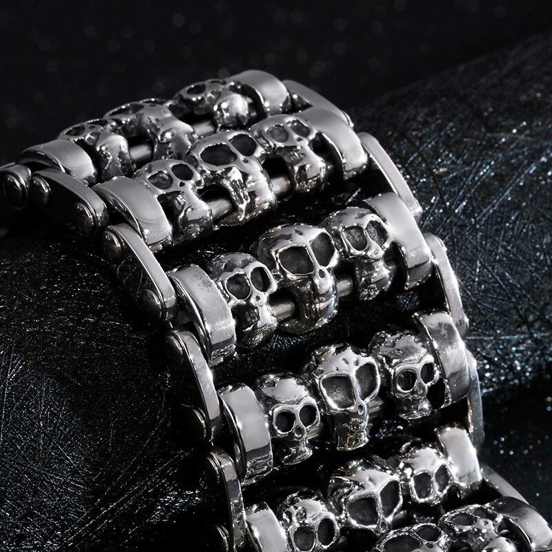 Wholesale Wide Skull Stainless Steel Bracelets
