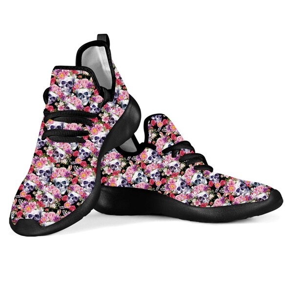 Punk 3D Rose Skull Print Woman Spring/Autumn Flats Shoes