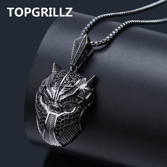 Hip Hop Black Panther Iced Out Pendant Necklace