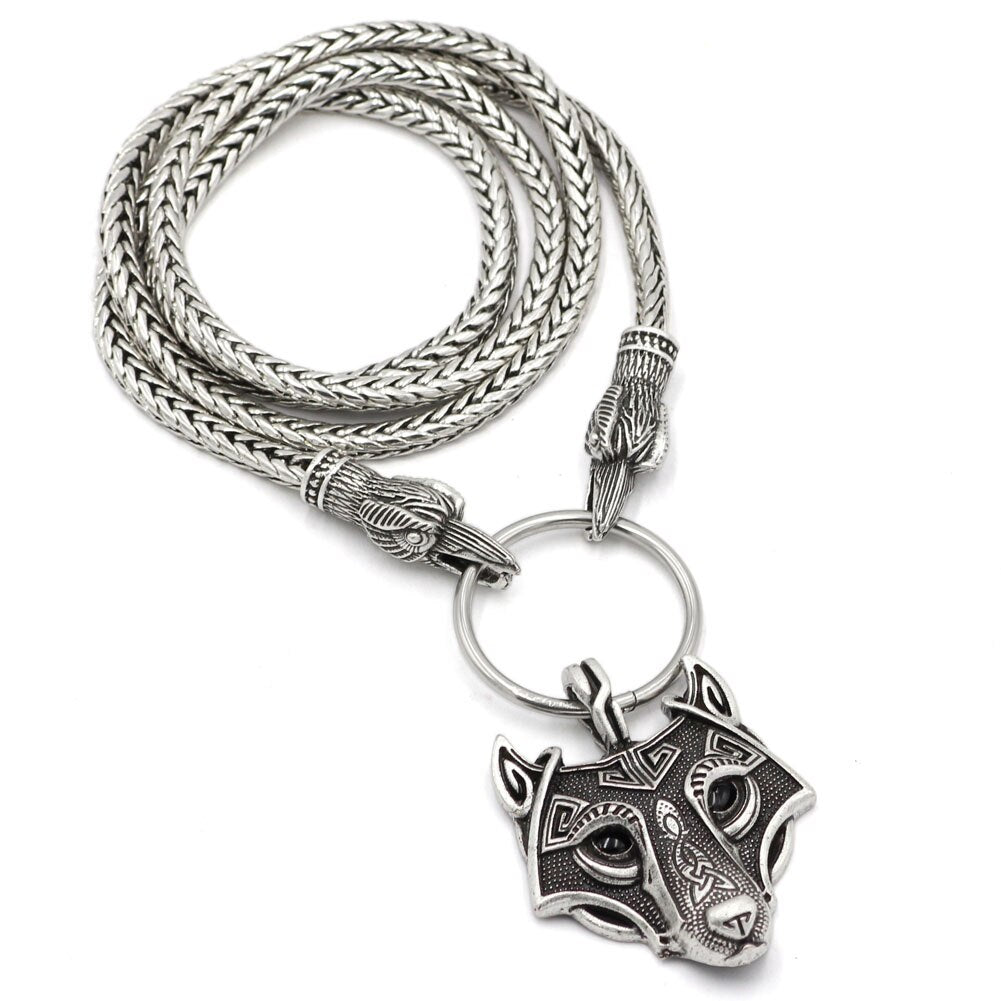 Cord Odin's  Ravens Of Thor's Hammer Mjolnir Scandinavian Axe Wolf Pendant