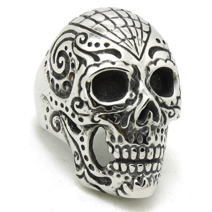 Stainless Steel Cool Mask Man Skull Ring Top Quality