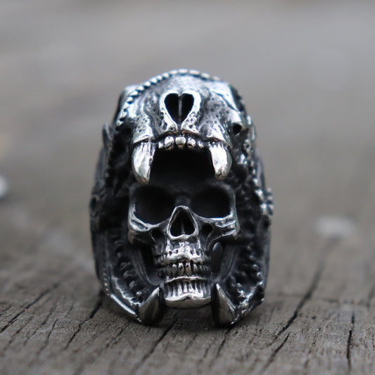 Stainless Steel Titanium Steel Ring Indian Jaguar Warrior