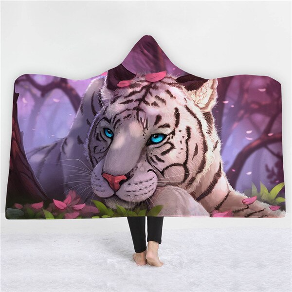 Tiger design Blankets hats keep warm sofa blankets comfortable soft twin