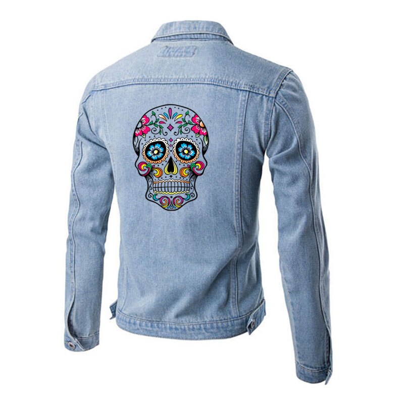 Patches 26*19cm West Coast Skull Patches For Clothes Heat Transfer Iron On DIY T-Shirt Dresses Decoration Printing