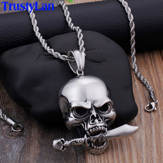 Hiphop Rocker Skull Pendant Necklace For Men Jewelry Accessory