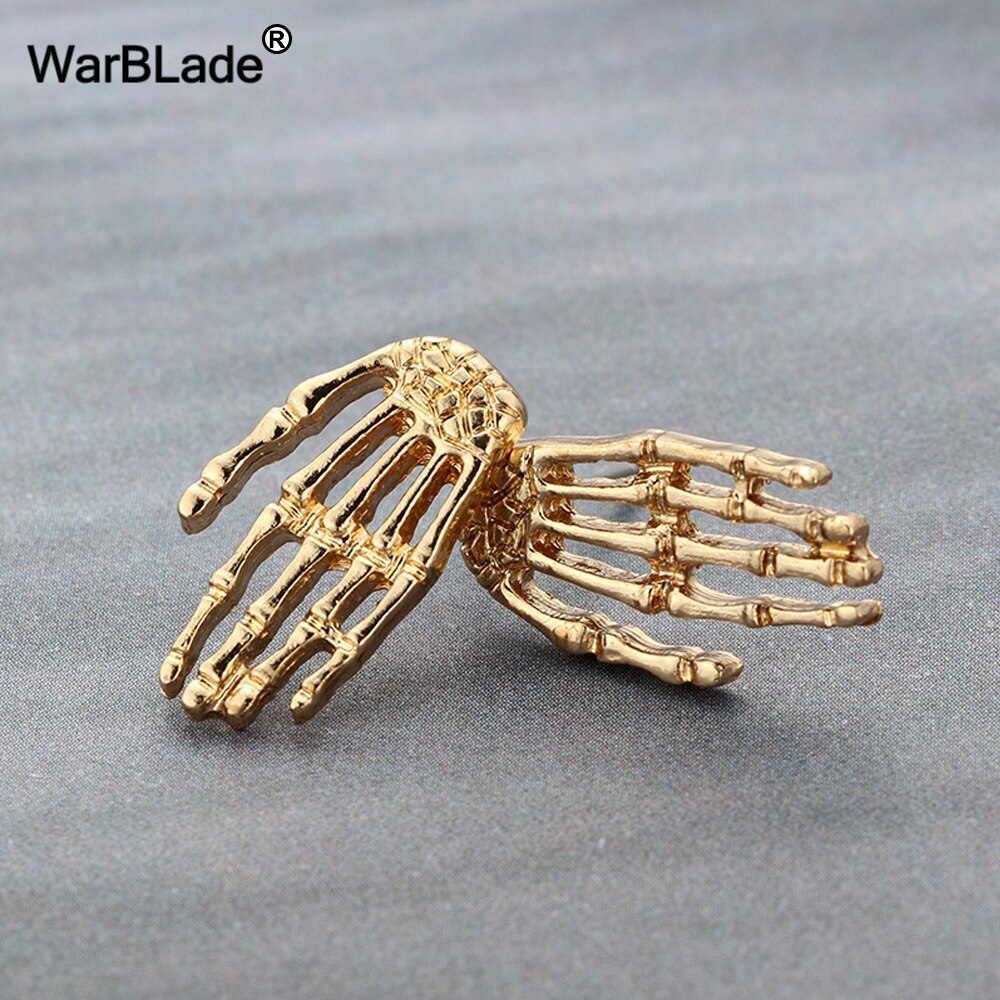10Pair Gold Skull Bone Skeleton Hand Stud Earrings