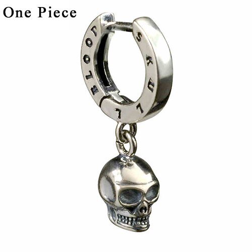 Women and Men Earring 925 Sterling Silver Vintage Punk Skull Earring