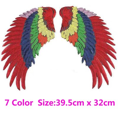 1PCS Hot Big Patches Shine Sequin 3D Sticker Stickers Wings Rose Embroidery Motif Applique Garment Kids Women