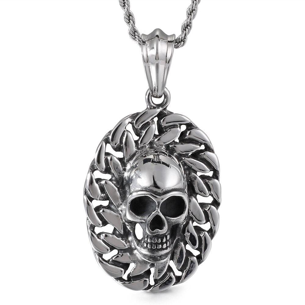 Gothic Mens Necklaces Solid Stainless Steel Skull Pendants