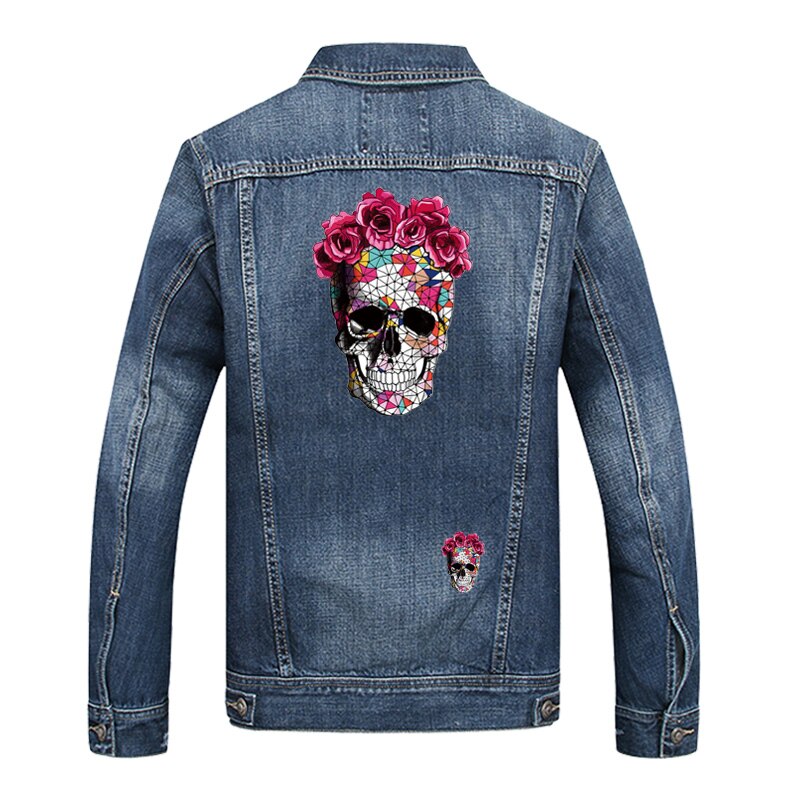 Fashion Pineapple Patches Skull Iron On Transfers Patch Decoration Stickers Applique Clothes for T-shirt West Coat 2pcs