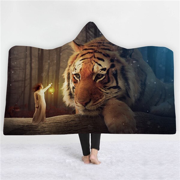 Tiger design Blankets hats keep warm sofa blankets comfortable soft twin