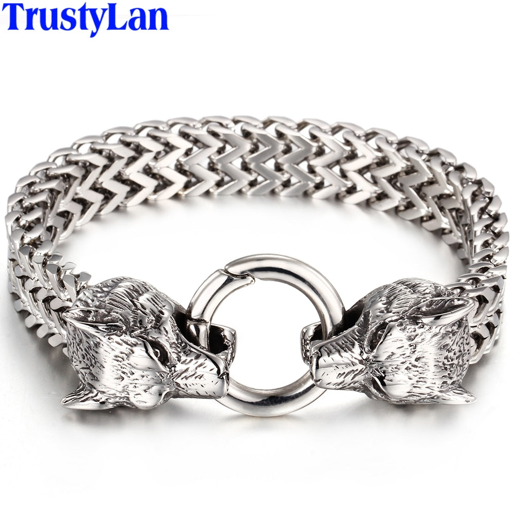 Skull Wolf Lion Head Bracelet Stainless Steel