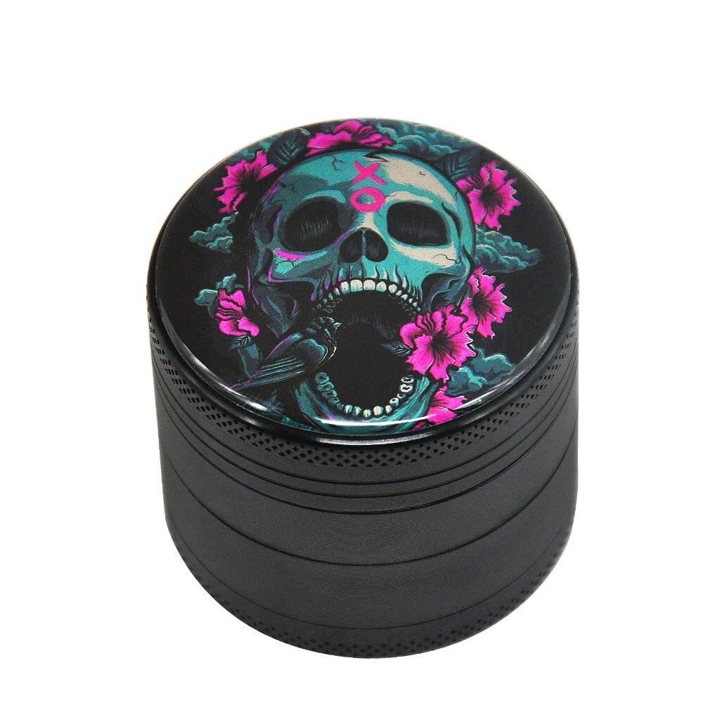 Sugar Skull Series Aluminum Herb Grinder 50MM 4 Piece Metal Tobacco Grinder  Grinders Crusher Smoke  Accessories