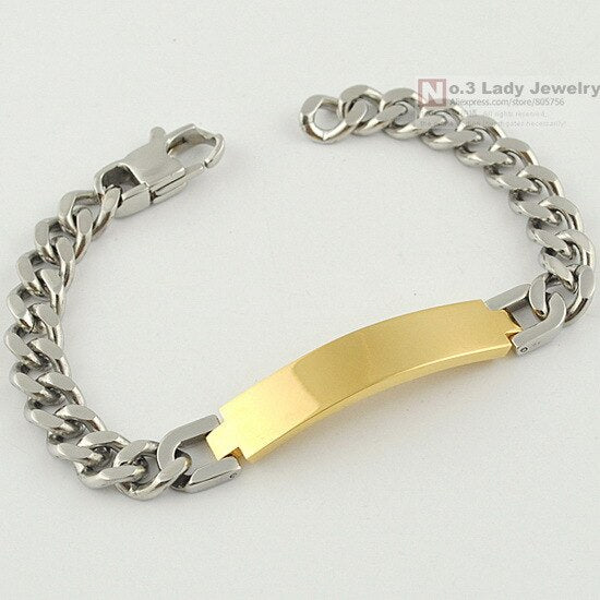 Stainless Steel ID Bracelet For Men Jewelry masculina pulseira