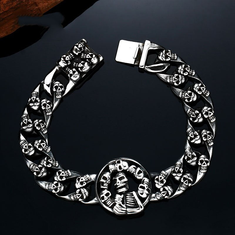 Steel soldier quality top wholesale bulk devil biker skull bracelet